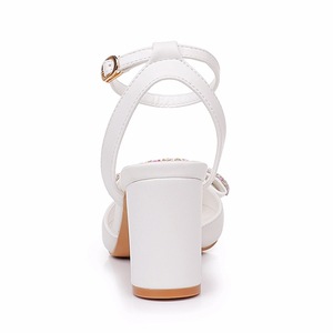BS045 Sandali da Donna Eleganti <span class=keywords><strong>con</strong></span> <span class=keywords><strong>Tacco</strong></span> Spesso a Punta, Decorazione <span class=keywords><strong>con</strong></span> Fiocco di Diamanti, Sandali <span class=keywords><strong>con</strong></span> <span class=keywords><strong>Tacco</strong></span> Alto Bianchi per Sposa - Product Image 6
