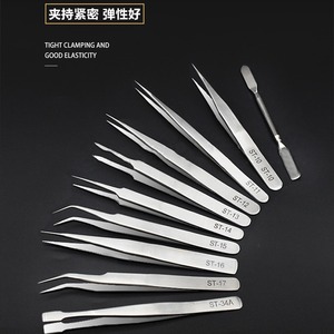 Dr. Pince à épiler géante en acier inoxydable, style ST, pointe arrondie de 1,5 mm, courbée pour la réparation des extensions de cils et l'application d'autocollants - Product Image 2