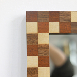 Tùy Chỉnh Nâu & Màu Đen Và Trắng Khảm Gỗ Trang Trí Khung Gương Tái Sử Dụng MDF Phòng Ngủ Tường Gương - Product Image 2