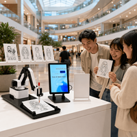 Robot qui dessine des portraits de visiteurs pour les attractions touristiques, bras robotique interactif pour dessin, installation artistique publique, robot artistique