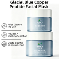 Masque de boue à l'argile et aux peptides de cuivre bleu glacier, enrichi en oligo-éléments minéraux glaciaires, pour un nettoyage facial en profondeur, un contrôle du sébum et une élimination des impuretés profondes