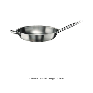 Stainless Steel Frying <b>Pan</b> with Long <b>Handle</b> and Helper <b>Handle</b> Ø 45 cm H 6.5 cm Pintinox - Product Image 3