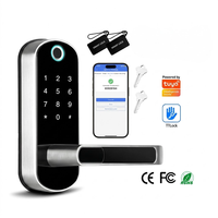 Serrure de porte intelligente avec poignée biométrique à empreinte digitale et serrure numérique Ttlock Tuya pour la sécurité domestique des portes intérieures en bois modernes