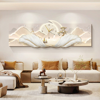 Peinture Décorative Design pour Salon, Tableau Suspendu Plume avec Lumière LED, Décoration Murale de Couloir
