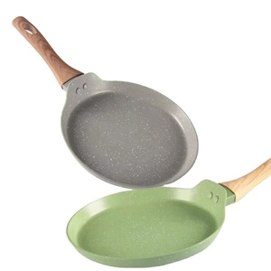 Venta al por mayor de sartenes de crepé antiadherentes de aluminio con tapa estufa de cocina hogar <span class=keywords><strong>punto</strong></span> <span class=keywords><strong>rojo</strong></span> sartén con mango de baquelita sartén baja - Product Image 1