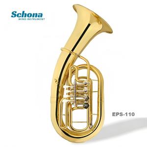 <span class=keywords><strong>Euphonium</strong></span> en Si bémol à <span class=keywords><strong>4</strong></span> clés plates, corps en laiton jaune, finition laquée or et <span class=keywords><strong>pistons</strong></span> en acier inoxydable pour orchestres scolaires - Product Image 1