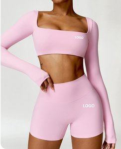 Completo Set Yoga Donna: Reggiseno Sportivo di Alta Qualità, <span class=keywords><strong>Leggings</strong></span> a Vita Alta e Top a Maniche Lunghe - Abbigliamento Sportivo da Palestra e Fitness - Product Image 1