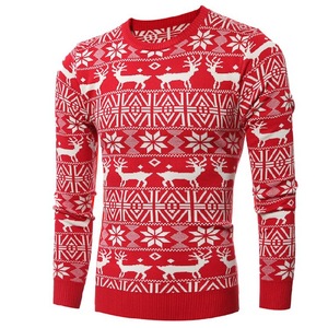 Pulls épais à tricoter de taille européenne pour hommes, motif de flocon de neige de Noël et de renne, pour l'hiver à manches longues, vente en gros - Product Image 2