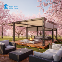 Pergola Bioclimatique Extérieure Écologique en Aluminium Étanche avec Toit Rétractable Motorisé à Lames Orientables et Protection UV - Idéale pour la Maison