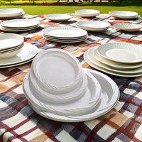Assiettes de Table Jetables en Plastique PP de 9 Pouces, Modernes et Personnalisables pour la Maison, l'Extérieur, Restaurants, Fêtes, Pique-niques et Mariages