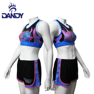 Uniforme de Animadora Personalizado de Alta Calidad para Mujer, Top Corto Azul y Conjunto de Práctica Escolar Personalizado - Product Image 2