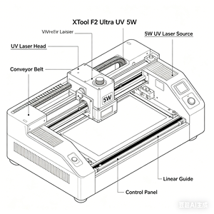 Graveur laser UV XTool F2 Ultra UV 5W avec convoyeur pour verre, plastique et bijoux - Product Image 3