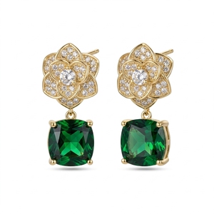 Pendientes Clásicos de Oro Laminado con Circonita Natural - Elegantes Joyas Colgantes con Piedras Preciosas para Unisex, Nuevos Accesorios de Moda para Pendientes - Product Image 1