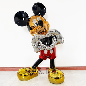 Gran Escultura de Resina de Mickey Coors, Modelo de Ratón con Electroplacado para Arte, Decoración del Hogar con Corazón de Amor de Dibujos Animados - Product Image 4