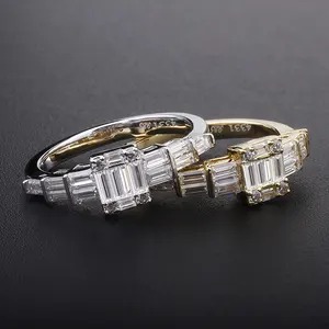 2023 hot selling golden supplier rings silver 925 jewelry 18k baguette zircon women engagement diamond beautiful ring for girls