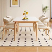 Ensemble Table à Manger et Chaises Style Nordique Luxe Moderne, Rectangle en Marbre et Bois Massif, 4 à 6 Places – Magnifiques Designs pour Petit Mobilier Complet
