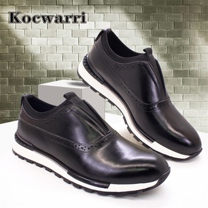 Novedad Zapatos Casuales para Hombre de Piel de Vaca de Primera Capa Diseño sin Cordones Cómodos Tenis Transpirables Hechos a Mano Suela Antideslizante Deportivos - Product Image 2