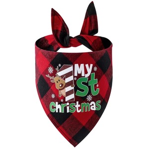 <b>Christmas</b> Full Cotton Double-layer Thick Pet Triangle <b>Scarf</b> Cat and Dog Printed Drool Towel for Pet Accessories - Product Image 4