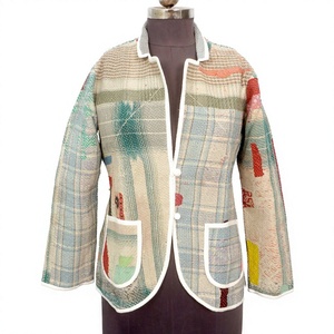 Indian Cotton Vintage <b>Kantha</b> <b>jacket</b> with mandarin collar and pockets button Autumn/Winter High Quality Quick Dry Plus <b>Jacket</b> - Product Image 1