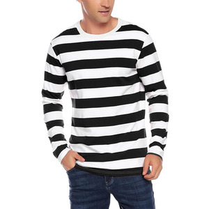 تخصيص الرجعية خليط مخطط تي شيرت جولة الرقبة قاعدة شعار مخصص تيشيرت الرجال قمصان طويلة الأكمام - Product Image 1