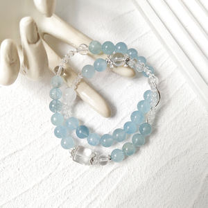 Hecho a mano de moda glaciar aguamarina cuarzo transparente Chakra en forma de bola para pulsera de doble hebra pulseras de cuentas de moda diaria - Product Image 4