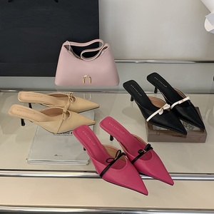 Mules à talons chaton pour femmes, pointure 35-40, sandales d'été à bout pointu 2025, chaussures décontractées tendance pour femmes - Product Image 5