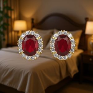 E3154 Orecchini con diamanti da donna, taglio ovale, diamante naturale, stile classico, viola - Product Image 2