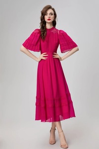 XXL Elegante Party Abendkleid 2024 Sommer Stil Luxus Damen Sexy Spitze Patchwork Kurzarm Lang Schwarz Rosa Maxi kleid <span class=keywords><strong>Prom</strong></span> - Product Image 6