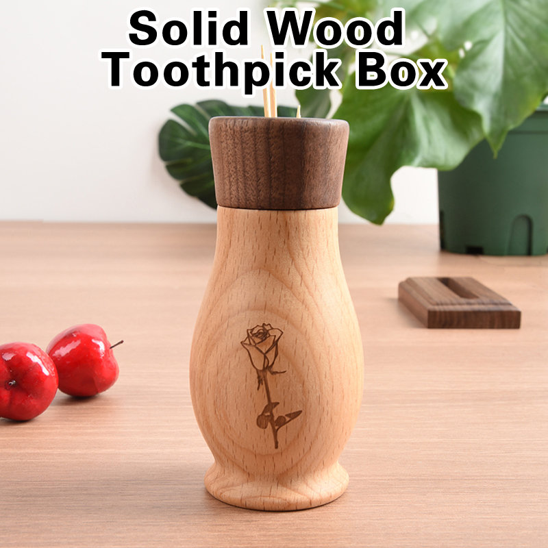Solid wood toothpick box Family restaurant Nordic hotel special walnut toothpick box