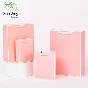 Senang03 thiết kế Trung Quốc bán buôn <span class=keywords><strong>Kraft</strong></span> đáy vuông mua sắm sang trọng thương hiệu quà tặng túi giấy với logo túi màu nâu - Product Image 3