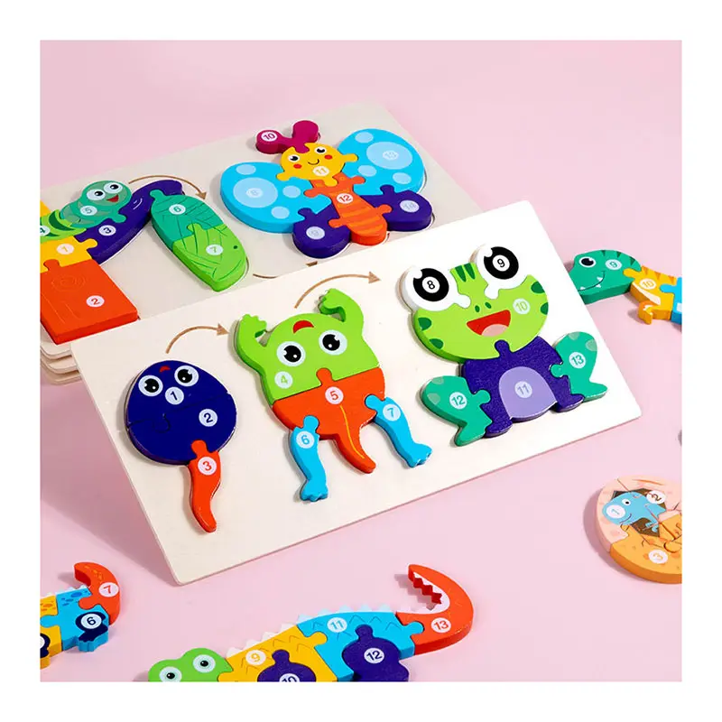 2023 Hot Selling Wooden 3D Puzzles Montessori Game Toys Children wood puzzle Educational Toys