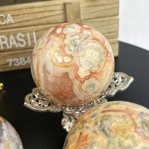 Vente en gros de sphères d'agate jaune dentelle naturelle, artisanat en cristal de guérison, agate folle, pour la décoration intérieure - Product Image 2