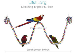 Cotton Rope for Bird Perch <strong>Pet</strong> Birds Climbing Frame Pole Bird Bungee <strong>Toys</strong> <strong>Parrot</strong> Chew <strong>Toys</strong> <strong>Parrot</strong> Rope Perch With Bells - Product Image 5