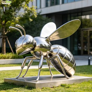 ประติมากรรมผึ้งสแตนเลสขนาดใหญ่ทันสมัยปรับแต่งได้ ตกแต่งสวนและสวนสาธารณะกลางแจ้ง - Product Image 1