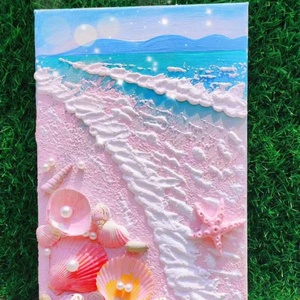 Kit de peinture DIY à texture de coquillage perlé fait main, thème plage et océan 3D, ensemble complet d'art, fournitures artistiques pour enfants et adultes, décoration murale XIXI - Product Image 3