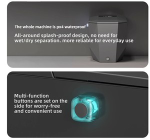 Inodoro Inteligente Geométrico Negro Mate con Asiento Calefactado, Lavado con Agua Caliente Instantánea y Operación sin Contacto, Diseño Único en Forma de Diamante K3 - Product Image 3