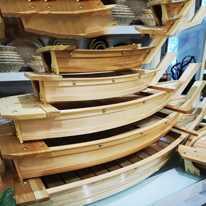 Vente chaude Restaurant Bateau En Bois Plateau De Service En Forme De Bateau À Sushi De Taille Personnalisée - Product Image 2