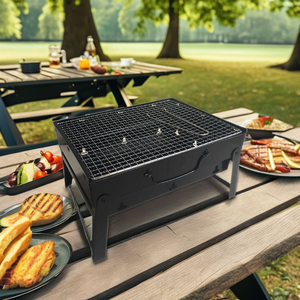 Charcoal Grills, Portable Foldable <b>BBQ</b> Grills, Patio Barbecue Desk Tabletop Charcoal Grill Smoker for Outdoor <b>Camping</b> Picnic - Product Image 6