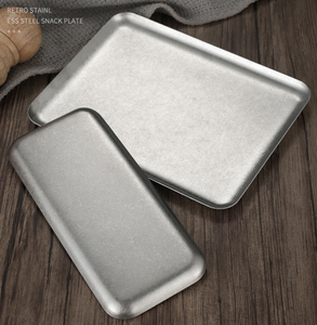 Plateau carré <span class=keywords><strong>en</strong></span> acier inoxydable vintage coré<span class=keywords><strong>en</strong></span> avec logo personnalisé, durable, écologique, design rétro, pour les fêtes, les cafés - Product Image 3