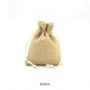 Sac en lin vierge avec cordon de serrage, imprimé avec logo personnalisé, vente en gros, sac promotionnel, sac cadeau, pochette de rangement - Product Image 3