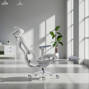 Silla de Oficina Ergonómica Giratoria Ejecutiva en Oferta, con Malla Completa, Reposabrazos de <span class=keywords><strong>Aluminio</strong></span> 6D, Silla de Juego con Reposapiés - Product Image 6