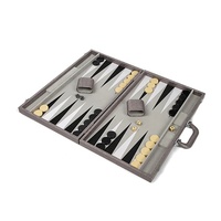Juego de Ajedrez y Backgammon Magnético 2 en 1 Portátil de Madera de 18 Pulgadas, Producido Directamente en Fábrica, Juego de Backgammon de Cuero PU