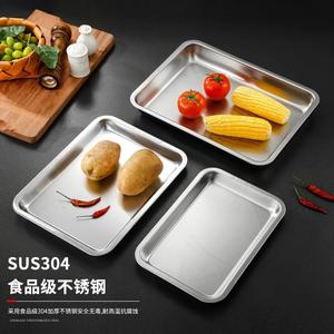 Stainless Steel Rectangular Tray Flat Bottom Design For Hotel Kitchen Use 304 Grade Durable Serving Plate - Product Image 2