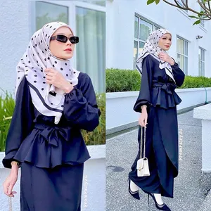 New Style Women's Dubai Abaya Breathable Seamless Polyester Baju Kurung Muslim Dress With Embossed Hand Drawn Printing