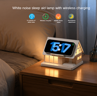 Lampe de chevet moderne à chargement sans fil et commande tactile pour chambre à coucher, petite lampe de table LED de luxe avec machine à bruit blanc et lumière blanc chaud