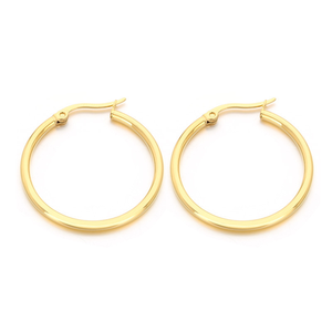 Trendy Classic Medium Tube <b>Hoop</b> <b>Earrings</b> High Quality Stainless‑Steel Smooth Polished Plain Circle Click Top <b>Hinge</b> <b>Earring</b> - Product Image 1