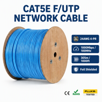 Cable de Red Ethernet Shibei CAT5e F/UTP Blindado, Sólido, 4 Pares, 24AWG, Cobre, 305m, para Sistema de Seguridad CCTV, Precio de Fábrica