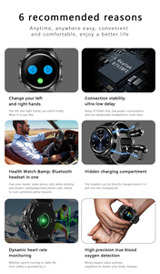 Montre intelligente 2 en <span class=keywords><strong>1</strong></span> TWS avec écouteurs en une puce à faible consommation d'énergie, faible retard, son fort, basses lourdes, montres intelligentes pour Android IOS, appel téléphonique - Product Image 2