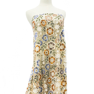 Wholesale Price Bridal Luxury Sequined Net Wedding Dress Pearls Sequin French for Pink Mesh <strong>Heavy</strong> Tulle Beaded <strong>Lace</strong> <strong>Fabric</strong> - Product Image 2