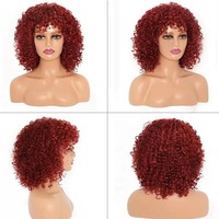 Perruque courte bouclée avec frange, cheveux synthétiques résistants à la chaleur, pour femmes africaines, usage quotidien